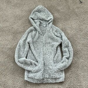 Barefoot Dreams CozyChic Lite Hoodie Full Zip Sweater Women's Small Gray
